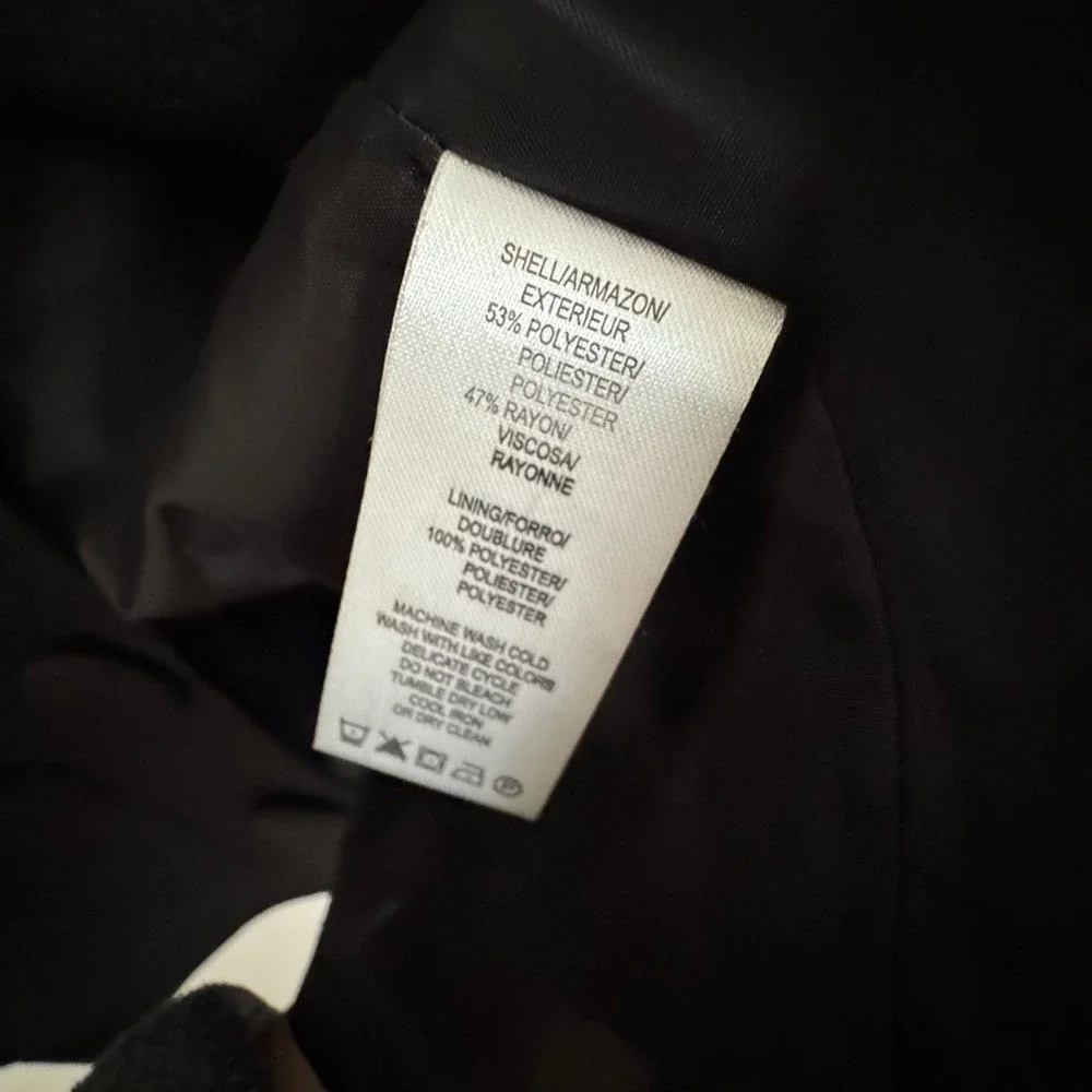 Women's Vintage Vibe Twee Black on Black Textured Polkadot Lined Peacoat Size 4 - Picture 4 of 9